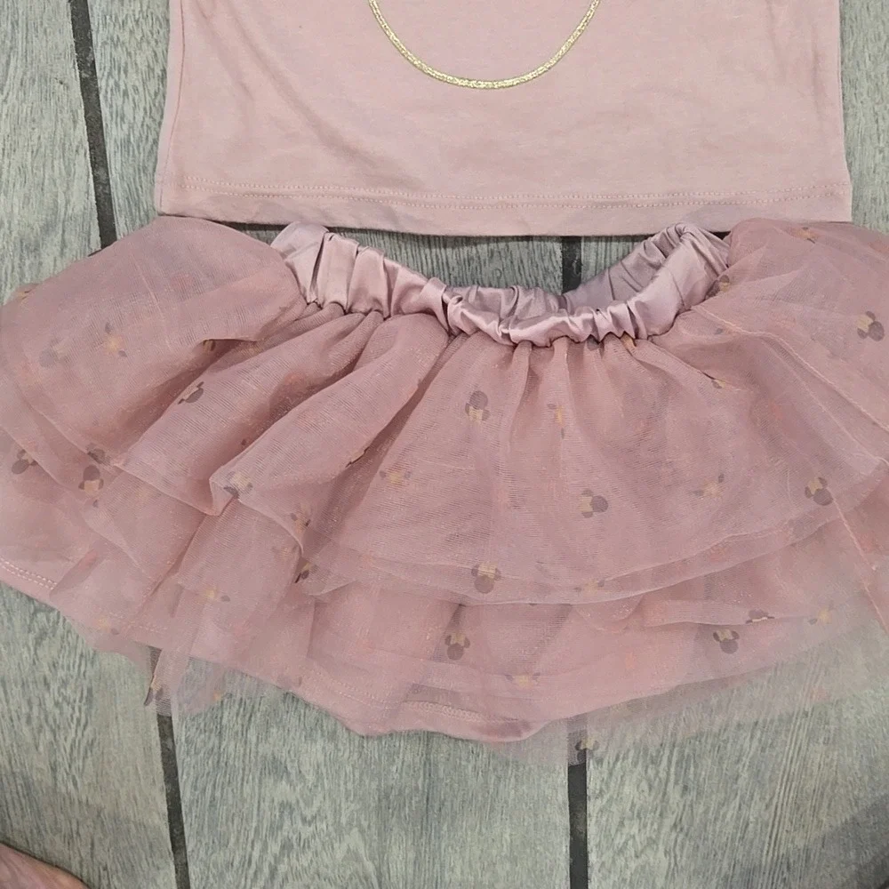 Disney Junior Minnie Mouse Girls 2PC Top and Tutu Skirt Set Pink 12M NWT‎